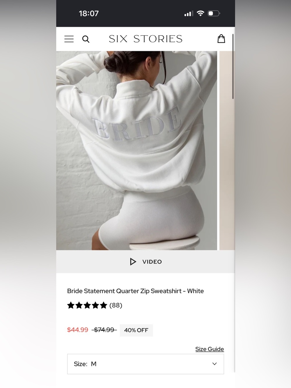 Six Stories bride quarter zip